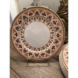 Set of 8 Queens Imari Salad Plates Fine China Red Blue Gold